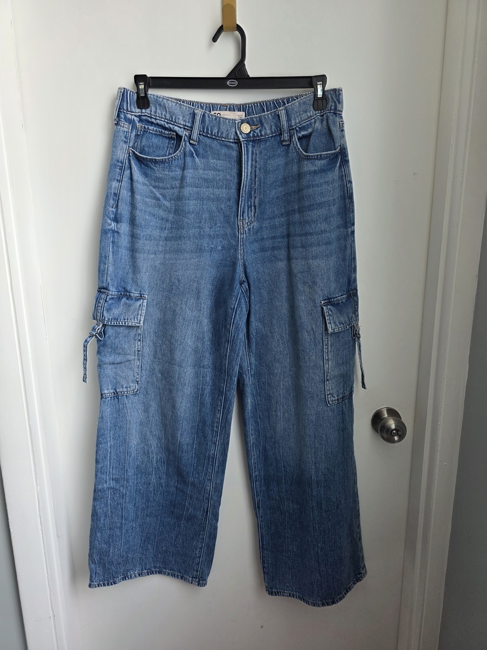 SO Light Blue Wide-Leg Cargo Jeans for Women - Picture 1 of 3
